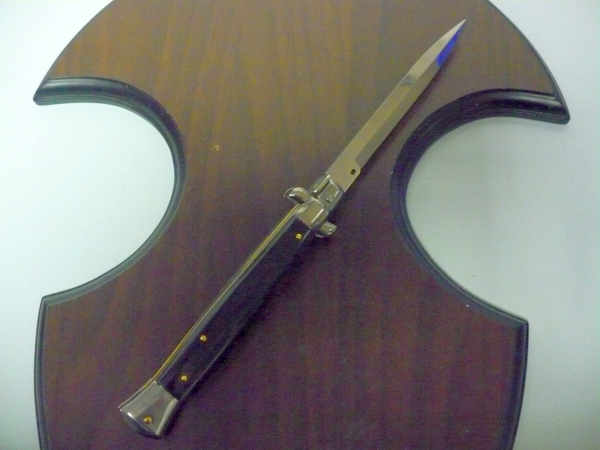 Frank Beltrame , italian stiletto , pugnale - 28 cm , corno di bufalo scuro, lama baionetta, modello FB 28/58B- 12