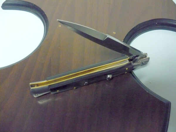 Frank Beltrame , italian stiletto , pugnale - 28 cm , corno di bufalo scuro, lama baionetta, modello FB 28/58B- 11