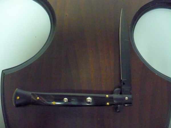 Frank Beltrame , italian stiletto , pugnale - 28 cm , corno di bufalo scuro,baionetta teflonata nero, modello FB 28/58B - 3