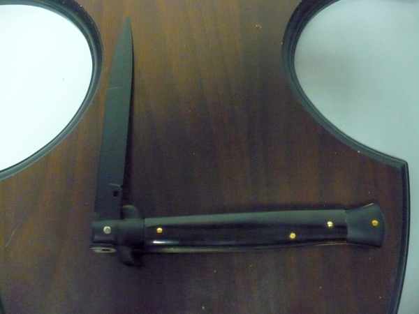 Frank Beltrame , italian stiletto , pugnale - 28 cm , corno di bufalo scuro,baionetta teflonata nero, modello FB 28/58B - 4