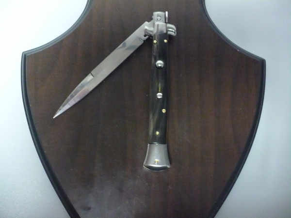 Frank Beltrame , italian stiletto , pugnale - 28 cm , corno di bufalo scuro, lama baionetta , modello FB 28/58B - 14