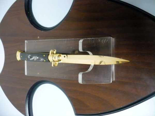 Frank Beltrame , italian stiletto placcato d'oro, pugnale - 28 cm , corno di bufalo, baionetta, modello FB 28/58B -6
