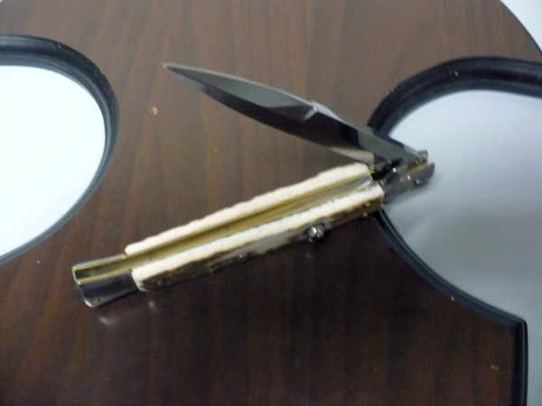 Coltello a scatto - pugnale -Frank Beltrame - italian stiletto 28 cm - corno di cervo / deer horn, lama baionetta -  FB 28/63B - 8