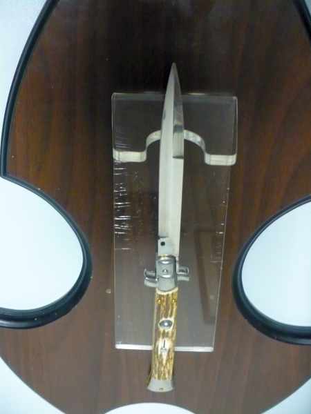 Coltello a scatto - pugnale -Frank Beltrame - italian stiletto 28 cm - corno di cervo / deer horn -  FB 28/63B - 7
