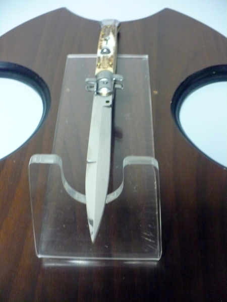 Coltello a scatto - pugnale -Frank Beltrame - italian stiletto 28 cm - corno di cervo / deer horn, lama baionetta -  FB 28/63B - 8