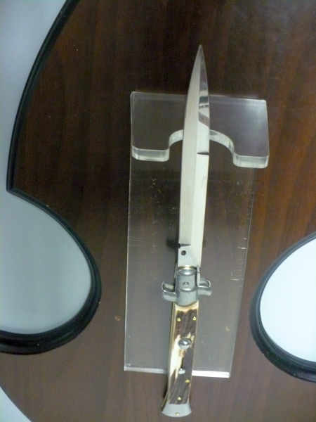 Coltello a scatto - pugnale -Frank Beltrame - italian stiletto 28 cm - corno di cervo / deer horn, lama dagger -  FB 28/63B - 1