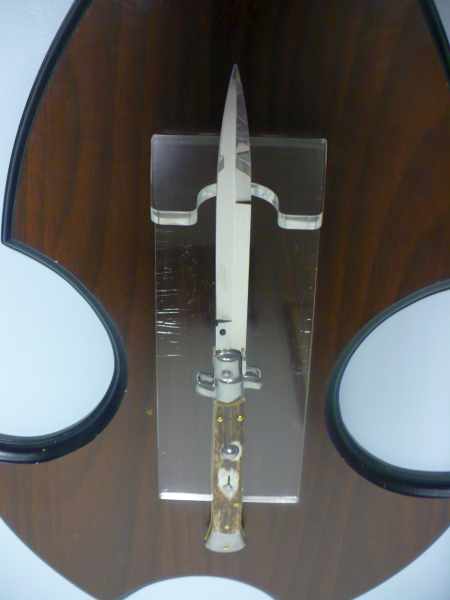 Coltello a scatto - pugnale -Frank Beltrame - italian stiletto 28 cm - corno di cervo / deer horn -  FB 28/63B - 4