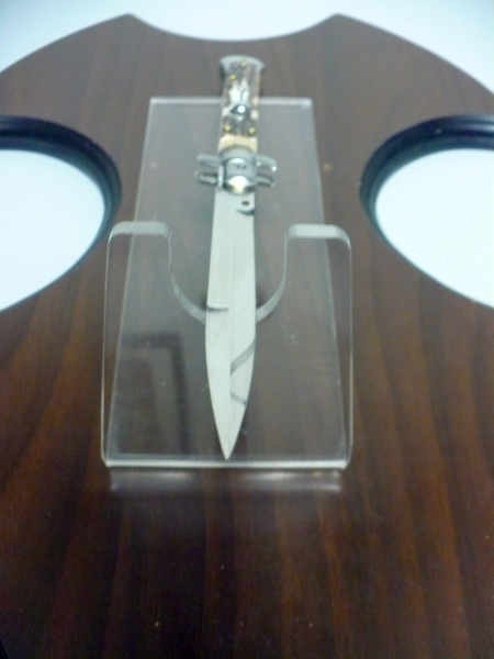 Coltello a scatto - pugnale -Frank Beltrame - italian stiletto 28 cm - corno di cervo / deer horn, lama baionetta -  FB 28/63B - 3