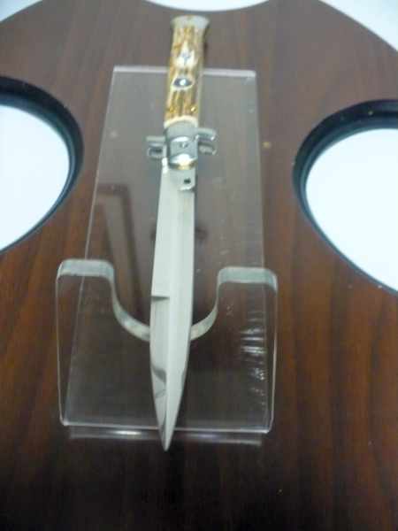 Coltello a scatto - pugnale -Frank Beltrame - italian stiletto 28 cm - corno di cervo / deer horn -  FB 28/63B - 7