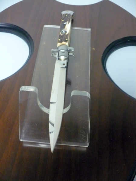 Coltello a scatto - pugnale -Frank Beltrame - italian stiletto 28 cm - corno di cervo / deer horn, lama dagger -  FB 28/63B - 1