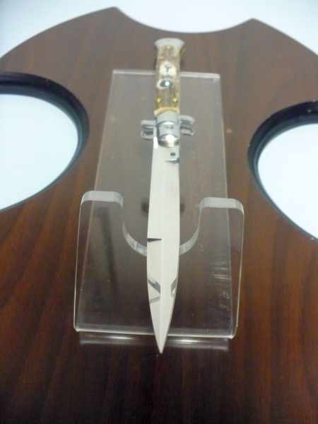 Coltello a scatto - pugnale -Frank Beltrame - italian stiletto 28 cm - corno di cervo / deer horn -  FB 28/63B - 4