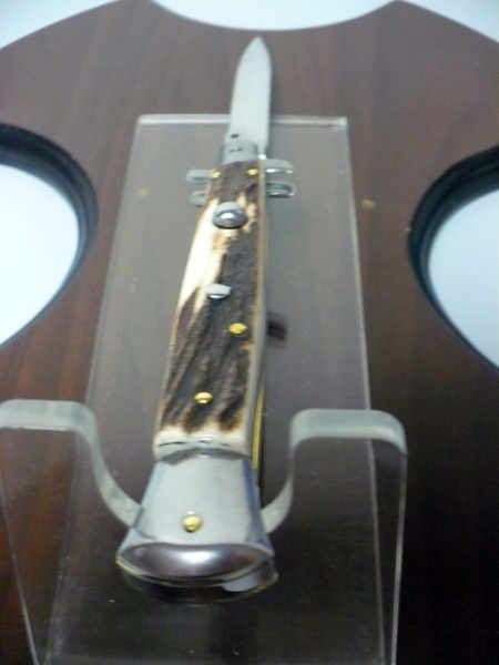 Coltello a scatto - pugnale -Frank Beltrame - italian stiletto 28 cm - corno di cervo / deer horn, lama dagger -  FB 28/63B - 1