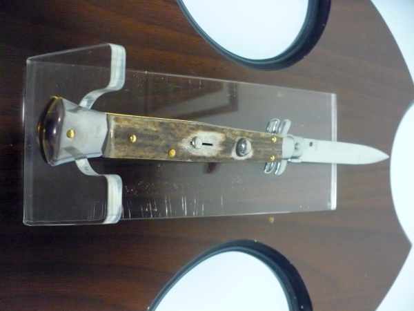 Coltello a scatto - pugnale -Frank Beltrame - italian stiletto 28 cm - corno di cervo / deer horn -  FB 28/63B - 4