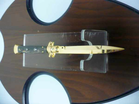 Frank Beltrame , italian stiletto placcato d'oro, pugnale - 28 cm , corno di bufalo, baionetta, modello FB 28/58B -1