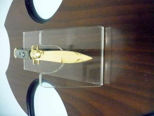 Frank Beltrame , italian stiletto placcato d'oro, pugnale - 28 cm , corno di bufalo, baionetta, modello FB 28/58B -1