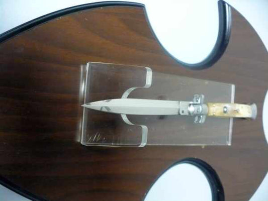 Frank Beltrame - italian stiletto, coltello a scatto, 28 cm -bufalo chiaro, lama dagger  FB 28/48D- 6