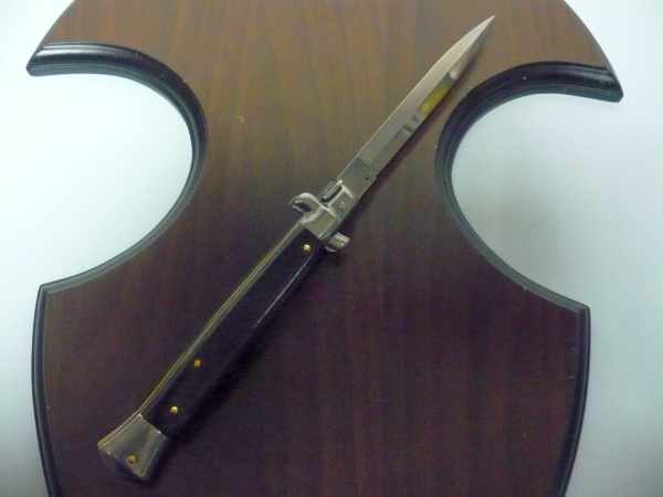 Frank Beltrame , italian stiletto , pugnale - 28 cm , corno di bufalo scuro, lama dagger , modello FB 28/58D- 21