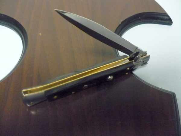 Frank Beltrame , italian stiletto , pugnale - 28 cm , corno di bufalo scuro, lama dagger , modello FB 28/58D- 21