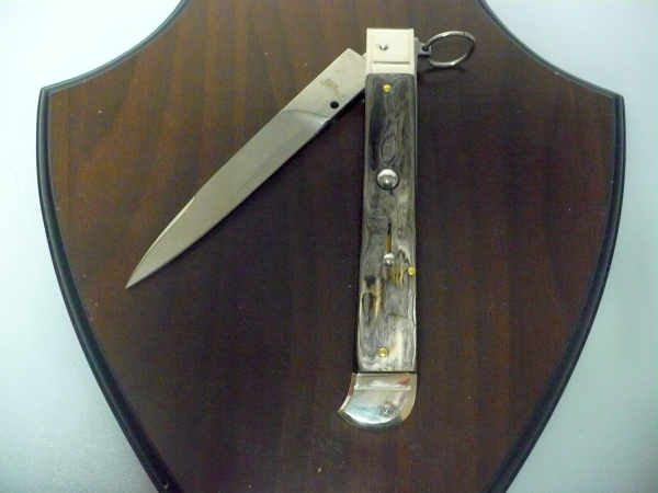Famiglia Spadon - stiletto  falcon /28 - bufalo brasiliano - lama a swedge vecchio stile - 12
