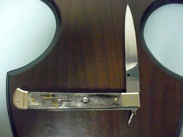 Famiglia Spadon - stiletto  falcon /28 - bufalo brasiliano - lama a swedge vecchio stile - 12