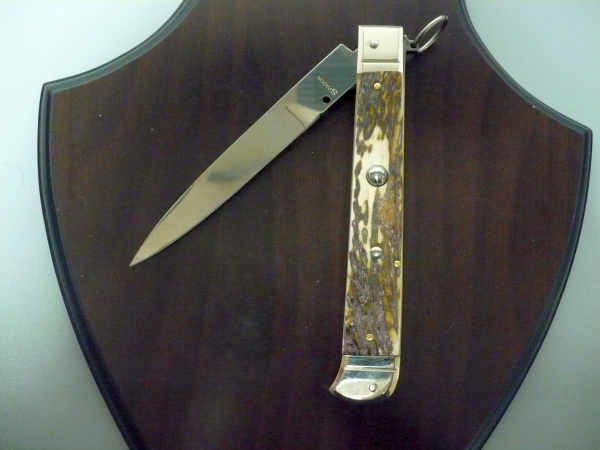 Famiglia Spadon - stiletto  falcon /28 - corno di cervo / deer horn - lama a swedge vecchio stile - 9