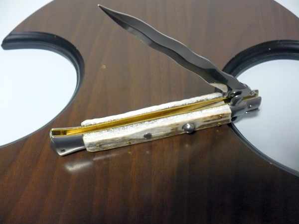 Coltello a scatto - pugnale -Frank Beltrame - italian stiletto 28 cm - corno di cervo / deer horn -  FB 28/63K - 6