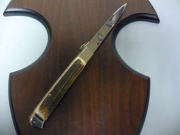 Famiglia Spadon - stiletto  falcon /28 - corno di cervo / deer horn - lama a swedge vecchio stile - 4
