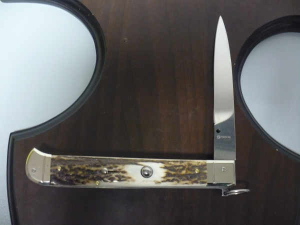 Famiglia Spadon - stiletto  falcon /28 - corno di cervo / deer horn - lama a swedge vecchio stile - 4