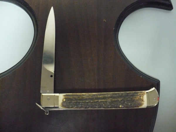Famiglia Spadon - stiletto  falcon /28 - corno di cervo / deer horn - lama a swedge vecchio stile - 4
