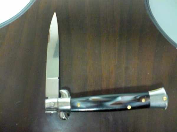 Frank Beltrame -  italian stiletto 19,50 cm imitazione di bufalo scuro -lama swedge - 19,50FB/81S - 3