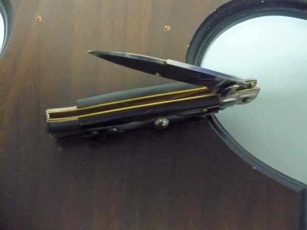 Frank Beltrame -  italian stiletto 19,50 cm imitazione di bufalo scuro -lama swedge - 19,50FB/81S - 3