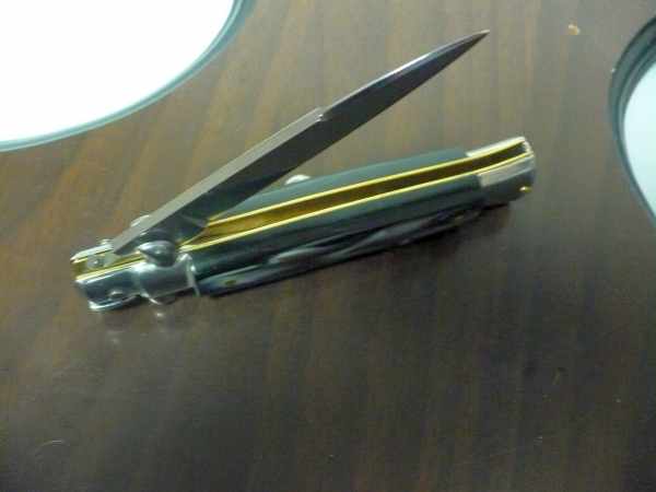 Frank Beltrame -  italian stiletto 19,50 cm imitazione di bufalo scuro -lama swedge - 19,50FB/81S - 3