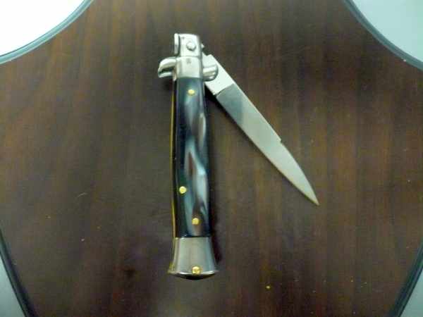 Frank Beltrame -  italian stiletto 19,50 cm imitazione di bufalo scuro -lama swedge - 19,50FB/81S - 3