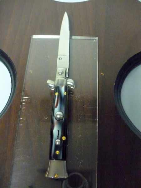 Frank Beltrame -  italian stiletto 19,50 cm imitazione di bufalo scuro -lama swedge - 19,50FB/81S - 3