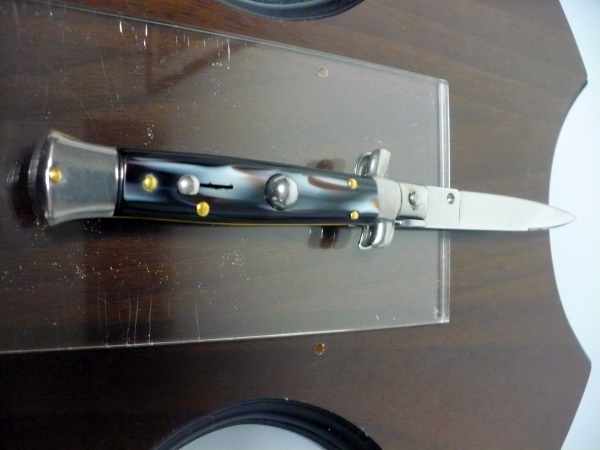 Frank Beltrame -  italian stiletto 19,50 cm imitazione di bufalo scuro -lama swedge - 19,50FB/81S - 3