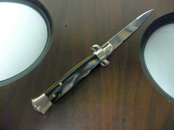 Frank Beltrame -  italian stiletto 19,50 cm imitazione di bufalo scuro -lama swedge - 19,50FB/81S - 3