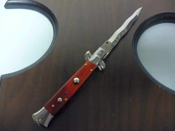 FRANK BELTRAME italian stiletto - 23 cm legno pregiato, cuore di legno rosso - novità, lama kriss ,modello FB 23/83B- 3