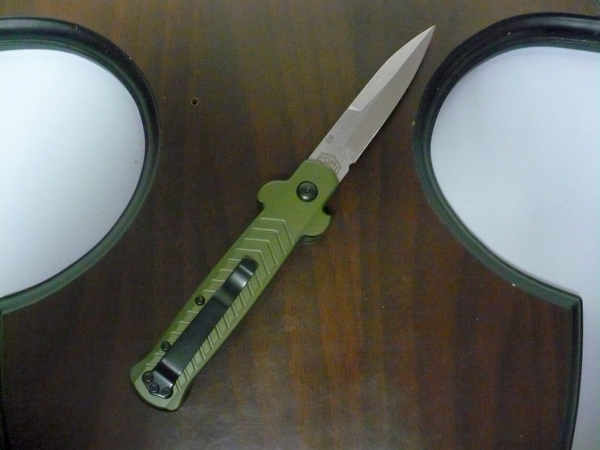 Fort Knife Works - The Arrow Auto Side Opener - Usa 19,60 cm, pugnale, con impugnatura in allumio - baionetta D2
