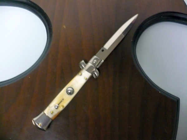 Frank Beltrame -  italian stiletto 20cm, bufalo chiaro -lama baionetta - 20FB/48B - 3