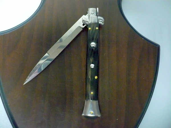 Frank Beltrame , italian stiletto , pugnale - 28 cm , corno di bufalo scuro,baionetta , modello FB 28/58B - 3