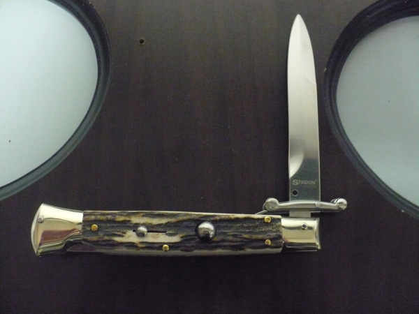 Swinguard- Famiglia Spadon- italian stiletto 23 cm - corno di cervo / deer horn - lama baionetta -3