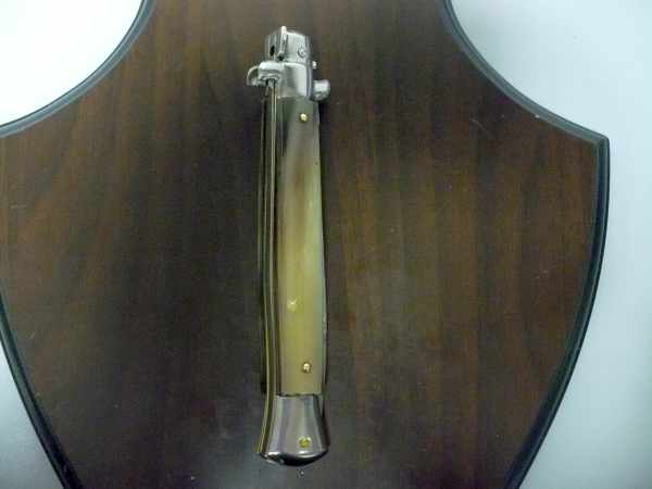 Frank Beltrame - italian stiletto, coltello a scatto, 28 cm -bufalo chiaro, lama dagger  FB 28/48D-3