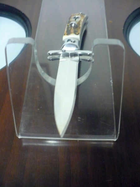 Swinguard Medici- italian stiletto, coltello a scatto, 18,50 cm - AKC World , lama dagger , corno di cervo / deer horn - 3