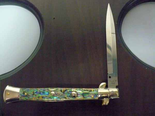 Picklock - Frank Beltrame - Italian stiletto -pugnale 28cm, lama baionetta- abalone  FB  P28/96