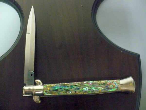 Picklock - Frank Beltrame - Italian stiletto -pugnale 28cm, lama baionetta- abalone  FB  P28/96