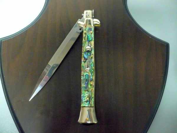 Picklock - Frank Beltrame - Italian stiletto -pugnale 28cm, lama baionetta- abalone  FB  P28/96