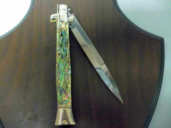 Picklock - Frank Beltrame - Italian stiletto -pugnale 28cm, lama baionetta- abalone  FB  P28/96