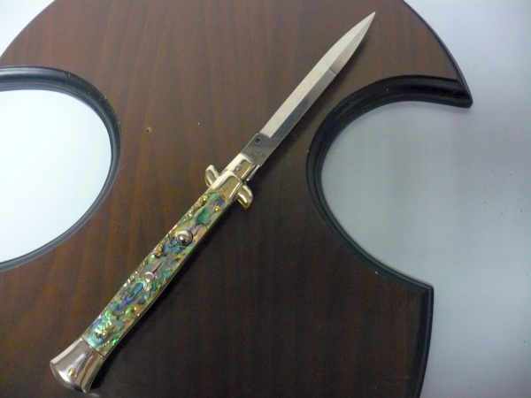 Picklock - Frank Beltrame - Italian stiletto -pugnale 28cm, lama baionetta- abalone  FB  P28/96