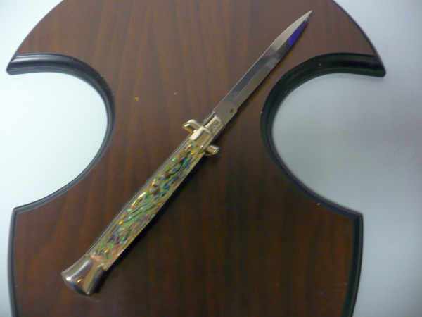 Picklock - Frank Beltrame - Italian stiletto -pugnale 28cm, lama baionetta- abalone  FB  P28/96