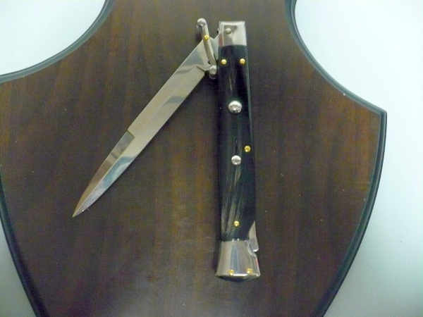 Swinguard Frank Beltrame - italian stiletto 28 cm - corno di bufalo scuro - lama baionetta FB 550/58- 3